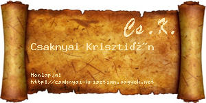 Csaknyai Krisztián névjegykártya